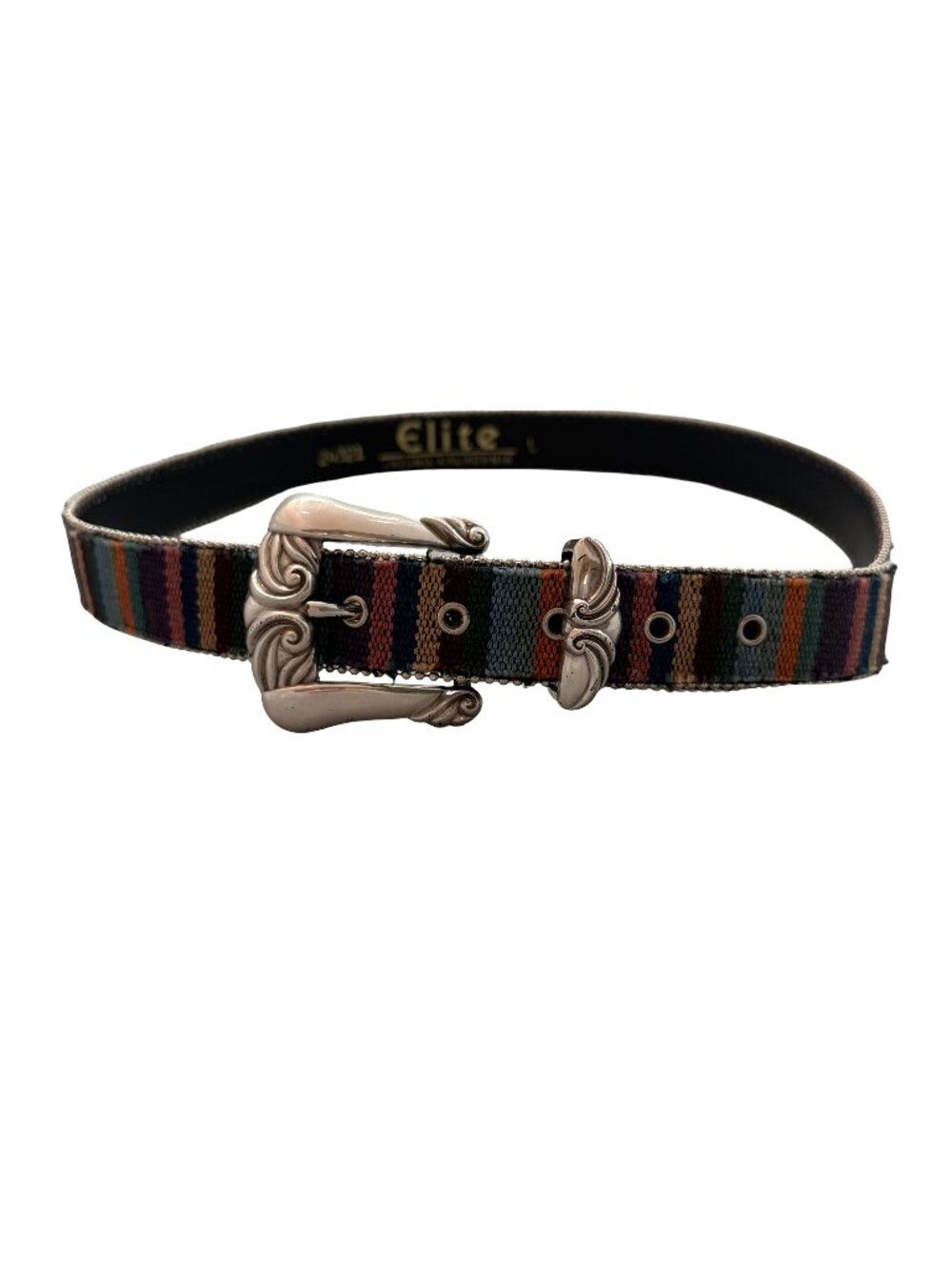 Elite Accessories Multicolor Striped Western Belt Double Prong Large Women's